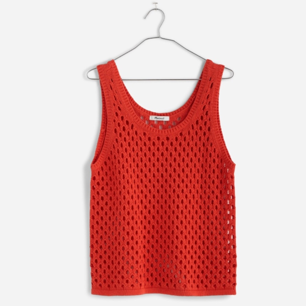 Madewell Open Knit Sweater Tank in Orange Size Small